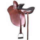 English Side Horse Riding Saddle Plain Brown Leather Hilason