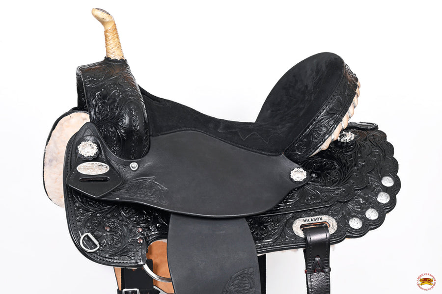 HILASON Western Horse Saddle American Leather Treeless Trail Barrel | for Horses
