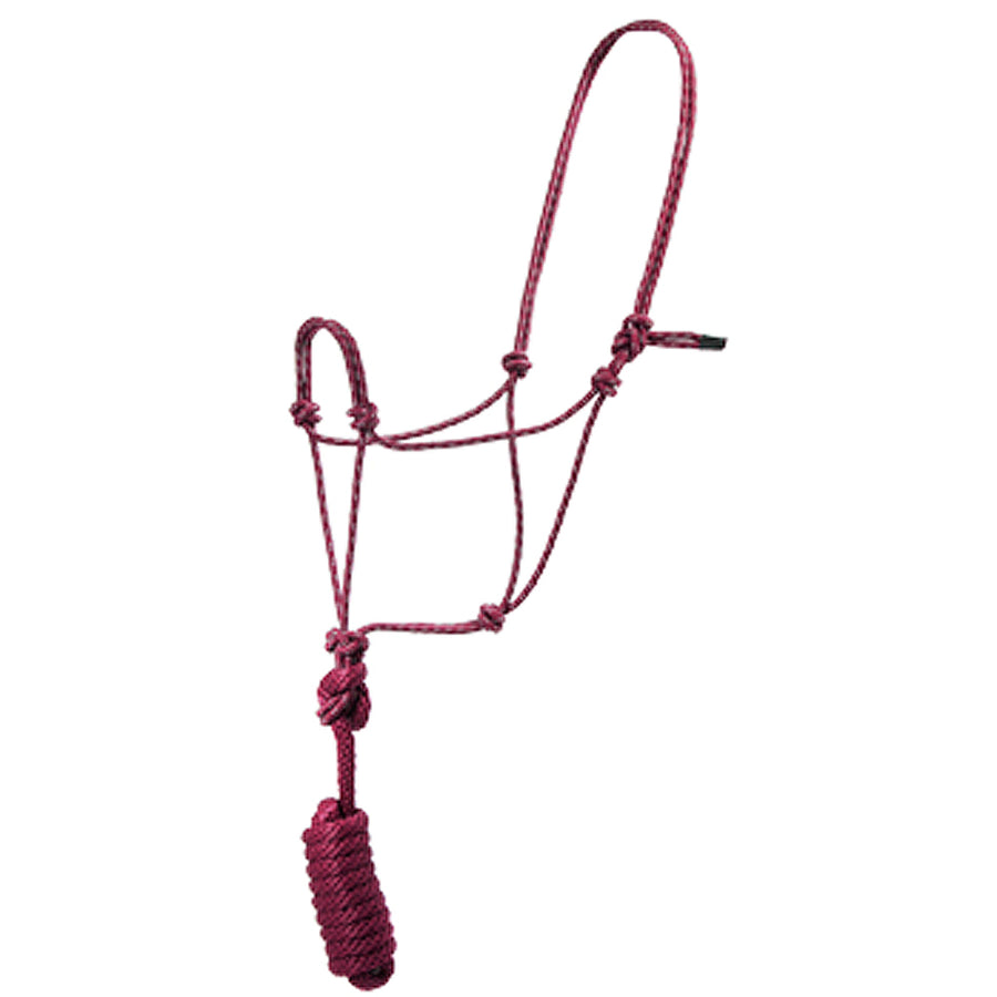 Burgundy nylon rope halter with lead rope - Uhorse