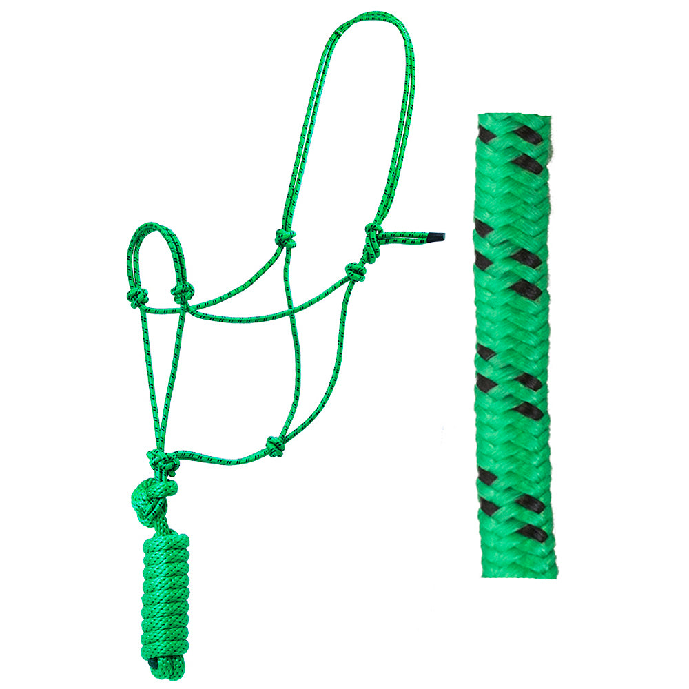 8 Ft Hilason Horse Halter Knotted Basic Poly Rope With Lead Green