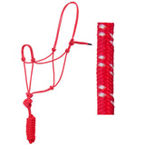 8 Ft Hilason Horse Halter Knotted Basic Poly Rope With Lead Red