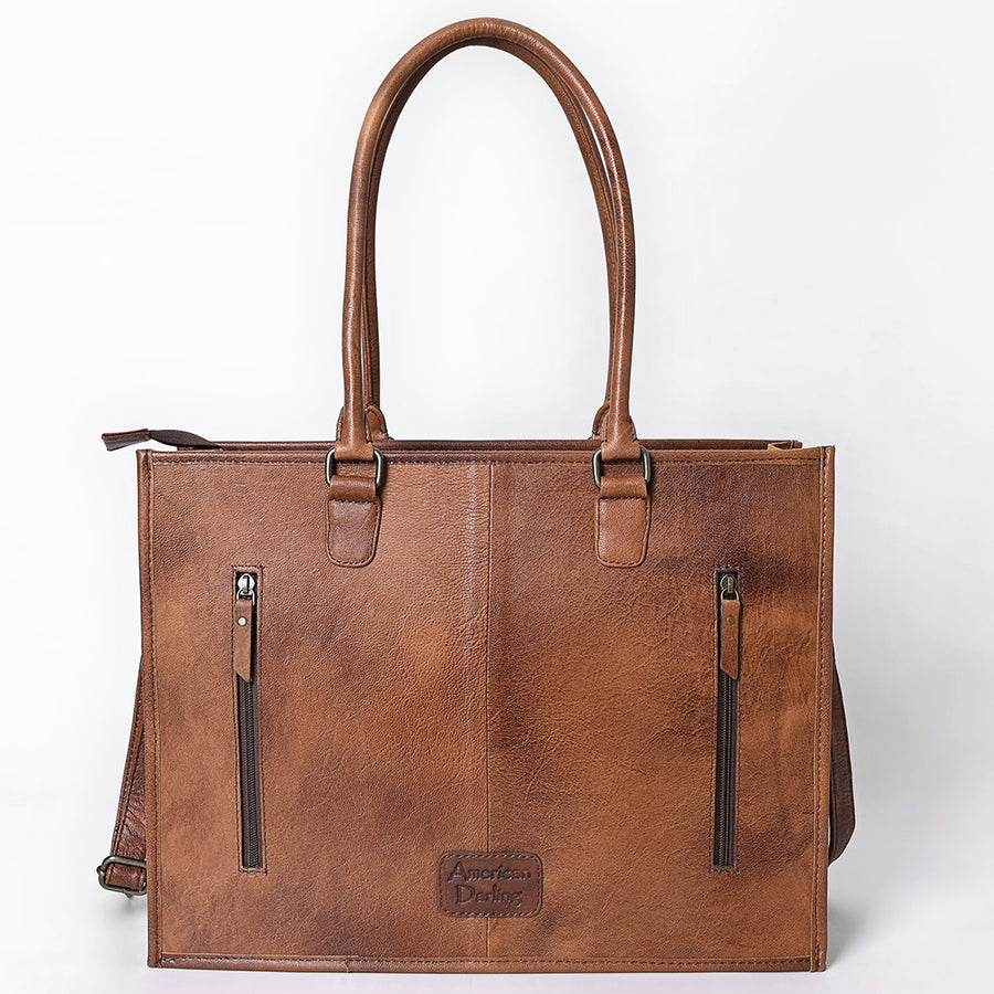 American Darling Tote Bag Handcrafted from Hand Tooled Floral Carved Genuine Leather with YKK Zipper and Large Capacity