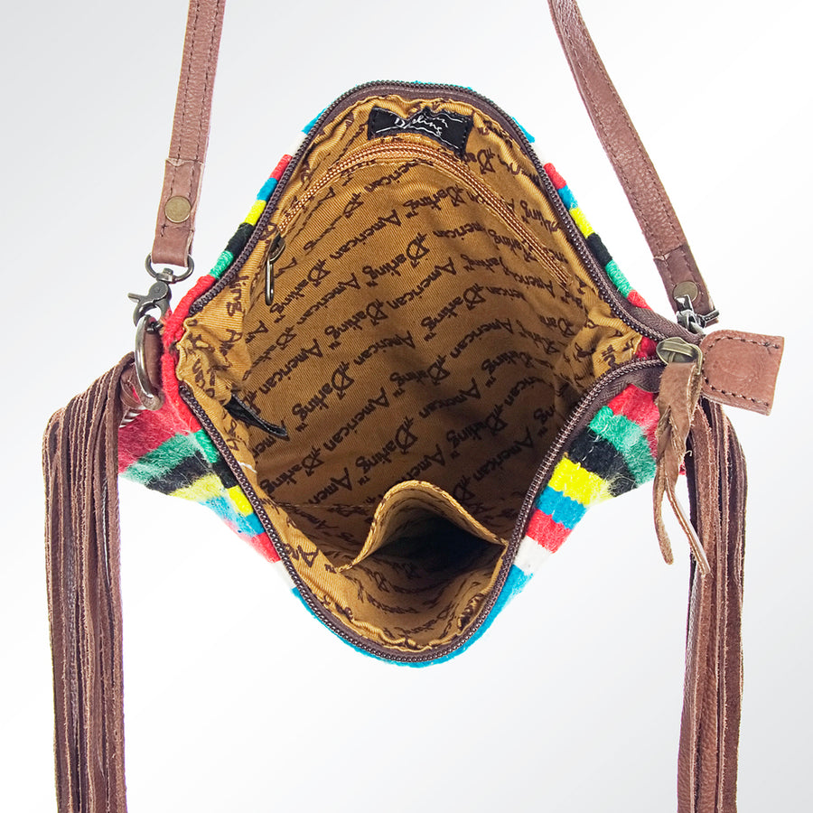 American Darling CrossBody Bag Saddle Blanket Fabric Genuine Leather Western Women Handbag Purse | for Cute Travel
