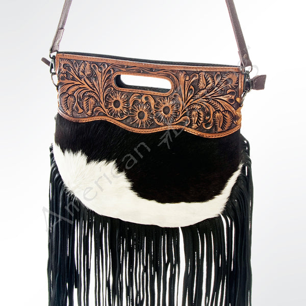American Darling Clutch Hand Tooled Hair On Genuine Leather Women Bag by Hilason – Cowboy and equestrian accessories