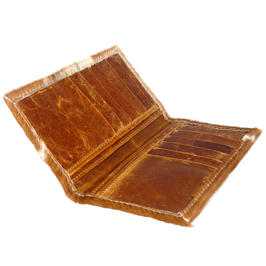 American Darling Wallet Bag, Genuine Hair-On Cowhide, Vegetable-Tanned Full Grain Leather, Western Style Slim Travel Wallet