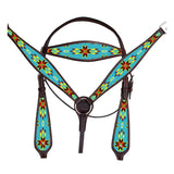 Western Horse Headstall Breast Collar Set American Leather Brown Hilason