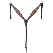 HILASON Western Horse Headstall Breast Collar American Leather Floral Carving | Tack for Horses