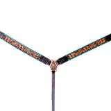 HILASON Western Horse Headstall Breast Collar American Leather with Floral Carving - Uhorse