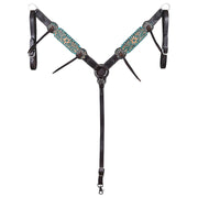 HILASON Western Horse Headstall Breast Collar Tack American Leather Floral Carving | Tack for Horses