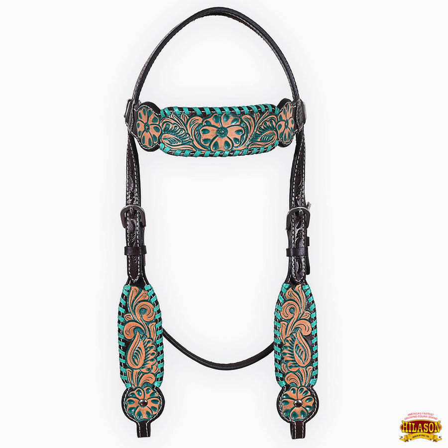 HILASON Western Horse Headstall Breast Collar Tack American Leather Floral Carving | Tack for Horses