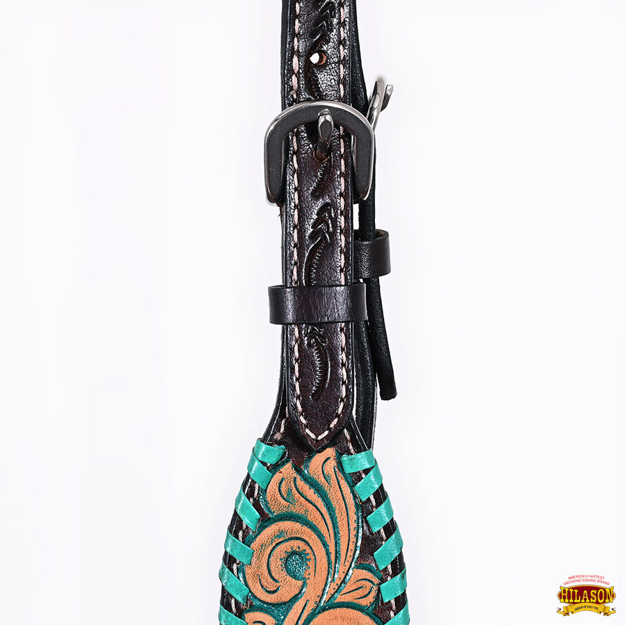 HILASON Western Horse Headstall Breast Collar Tack American Leather Floral Carving | Tack for Horses