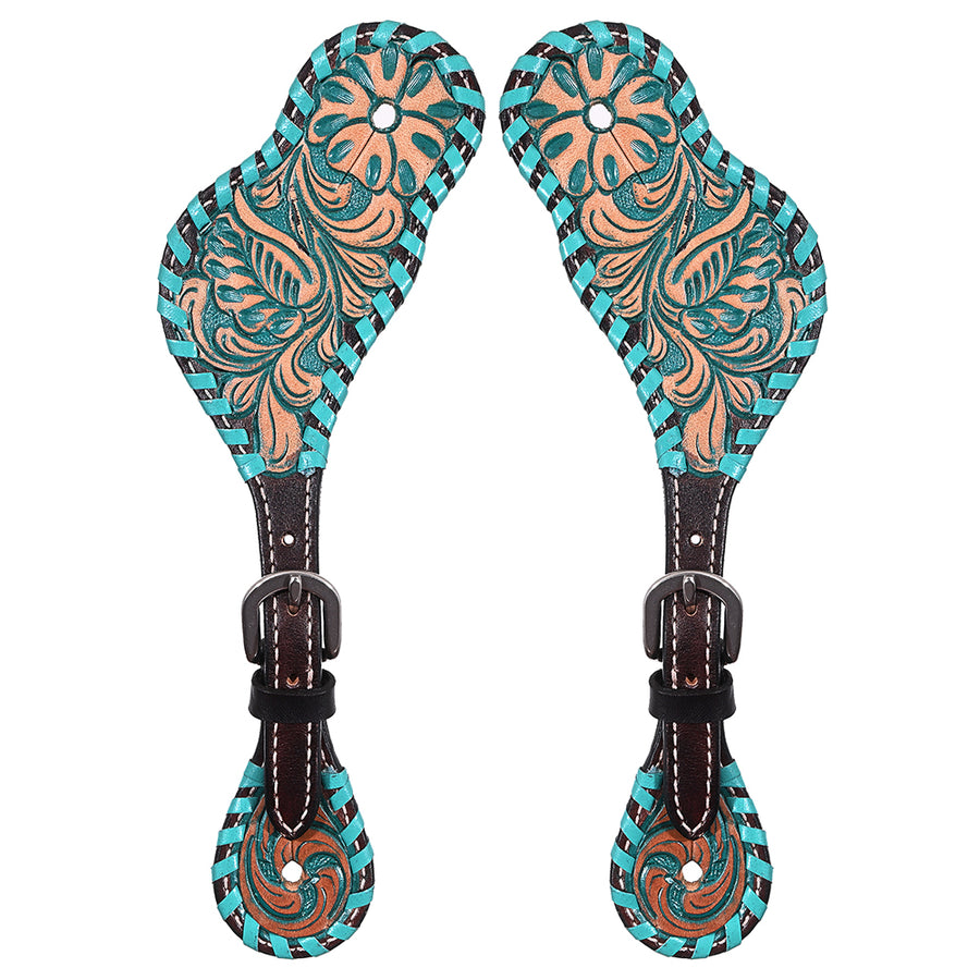 HILASON Hand-Tooled Leather Spur Straps for Men & Women – Western Design, Adjustable Fit