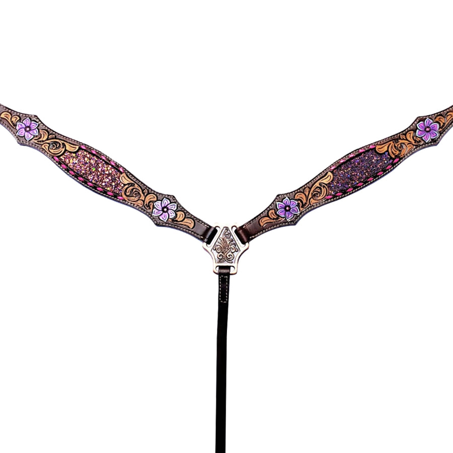 HILASON Western Horse Headstall Breast Collar American Leather Floral
