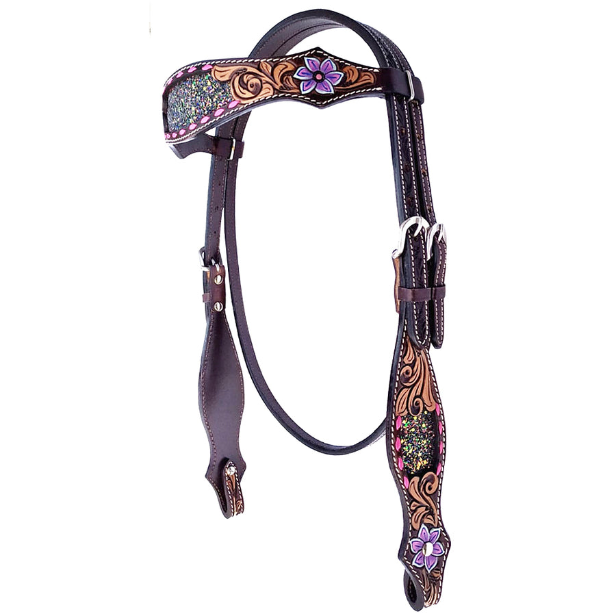 HILASON Western Horse Headstall Breast Collar American Leather Floral