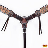 HILASON Western Horse Headstall Breast Collar Spur Strap American Leather Floral
