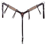 HILASON Western Horse Breast Collar Tack American Leather Tan Turquoise - Uhorse