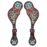 Hilason Leather Spur Strap W. Floral Dark Brown Hand Paint by Hilason – Cowboy and equestrian accessories