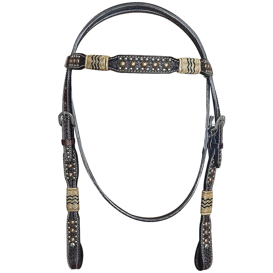 HILASON W. H. Headstall Leather Rawhide Lacing With Copper Brown – by Hilason – Cowboy and equestrian accessories