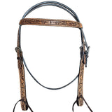 HILASON Western Horse Headstall Leather Antique Floral Headstall