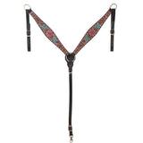 HILASON Western Horse Headstall Breast Collar & Spur Strap Tack Set American Leather Floral Carving