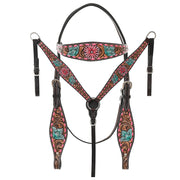 HILASON Western Horse Headstall & Breast Collar American Leather Hand Carving