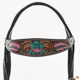HILASON Western Horse Headstall Breast Collar American Leather Floral