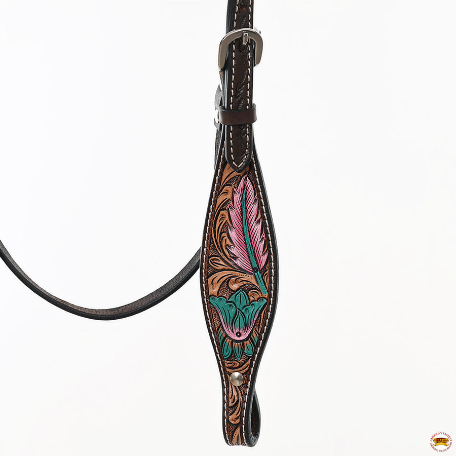 HILASON Western Horse Headstall American Leather Dark brown | Breast Collar Tack Set for Horses