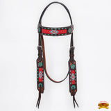 HILASON Western Horse Headstall Breast Collar & Spur Strap Tack Set American Leather Floral Carving | Straps for Horses
