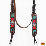 HILASON Western Horse Headstall Breast Collar American Leather Floral