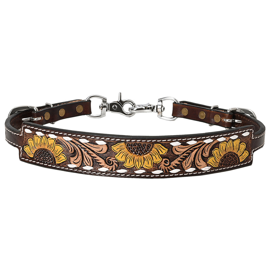 Hilason Western Horse Headstall Breast Collar Wither Strap Leather Sunflower Carving | Tack for Horses