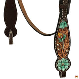 HILASON Floral Painted Beaded American Leather Horse Headstall Breast Collar