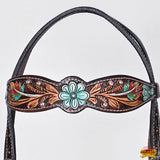 HILASON Western Horse Headstall American Leather Dark brown | Breast Collar Tack Set for Horses