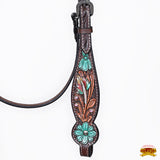 HILASON Floral Painted Beaded American Leather Horse Headstall Breast Collar