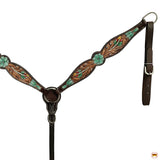 HILASON Floral Painted Beaded American Leather Horse Headstall Breast Collar