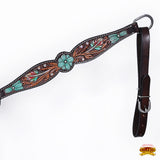 HILASON Western Horse Headstall American Leather Dark brown | Breast Collar Tack Set for Horses