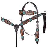 HILASON Western Horse Headstall and Breast Collar Leather Floral - Uhorse