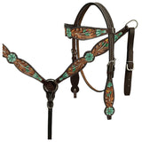 HILASON Western Horse Headstall & Breast Collar Leather Floral