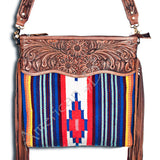 American Darling ADBG400 Signature Crossbody Hand Tooled Saddle Blanket Genuine Leather Women Bag Western Handbag Purse