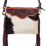 American Darling Small Crossbody Hand Tooled Hair On Genuine Leather Women Bag Western Handbag Purse