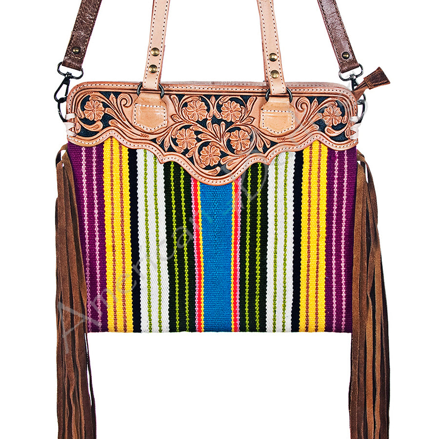 American Darling Messenger Hand Tooled Saddle Blanket Genuine Leather Western Women Bag Handbag Purse | Crossbody - Uhorse