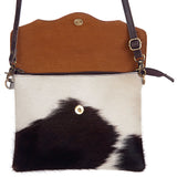 American Darling Envelope Hand Tooled Hair On Genuine Leather Women Bag Western Handbag Purse