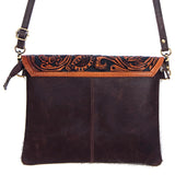 American Darling Envelope Hand Tooled Hair On Genuine Leather Women Bag Western Handbag Purse