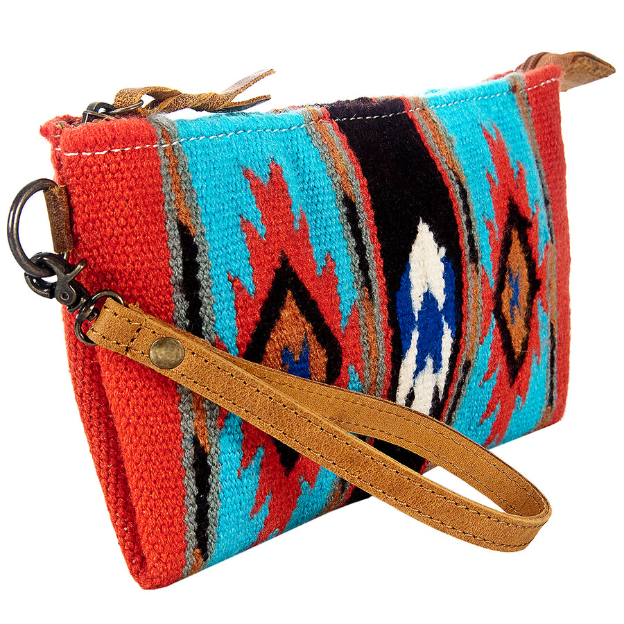 American Darling Wristlet Bag Handcrafted from Floral Embossed Damascus Genuine Leather with YKK Zipper and Wrist Strap