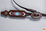 Western Horse Headstall American Leather Brown Hilason