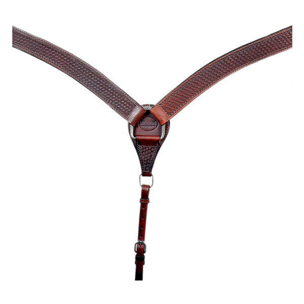 HILASON Western Horse Leather Headstall and Breast Collar Set Basketweave Chocolate - Uhorse