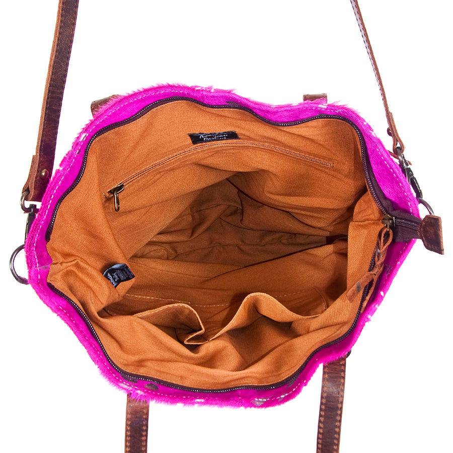 American Darling Hair-on Cowhide Tote Bag – Genuine Leather Western Handbag Adjustable Strap