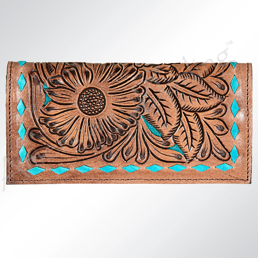 American Darling Wallet Bag, Genuine Hair-On Cowhide, Vegetable-Tanned Full Grain Leather, Western Style Slim Travel Wallet
