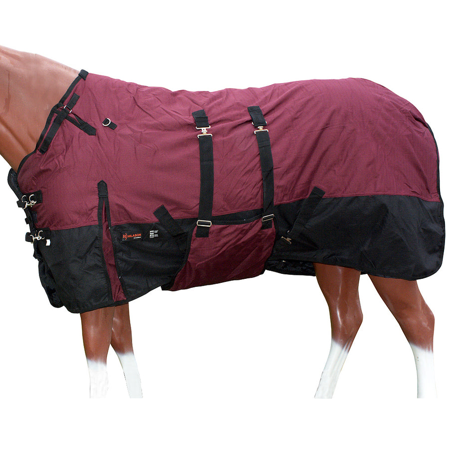 Hilason 600D Winter Waterproof Horse Turnout Blanket Belly Wrap Wine Black - Uhorse