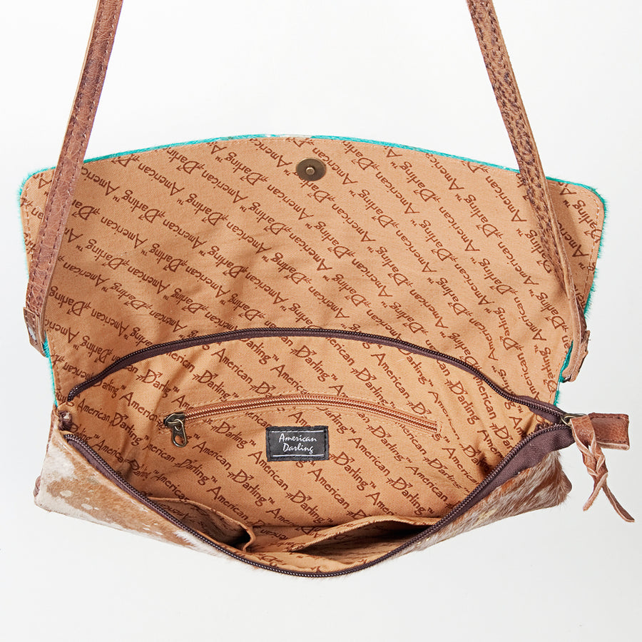 American Darling Envelope Bag Handcrafted from Hair-On Cowhide and Full Grain Genuine Leather with YKK Zipper