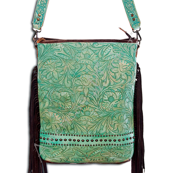 American Darling Hand Tooled Leather Large Cross body Bag - Uhorse